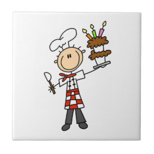 Chef Met Verjaardagstaart Tegeltje