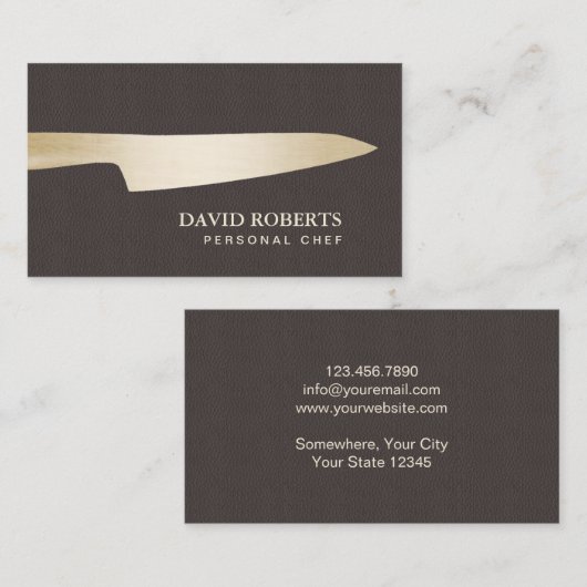 Chef Modern Gold Knife Professional Visitekaartje (Voorkant / Achterkant)