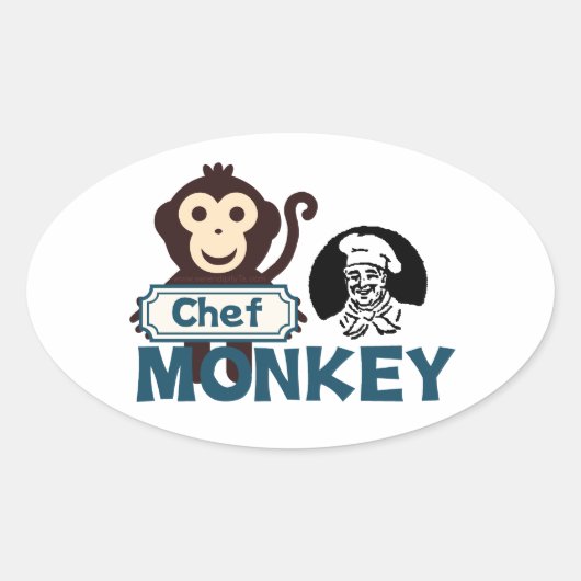 Chef Monkey Ovale Sticker (Voorkant)