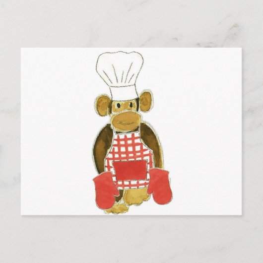 Chef Monkey Red Briefkaart (Voorkant)