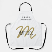 Chef Monogram White Gold Modern Typografie Naam Schort (Voorkant)