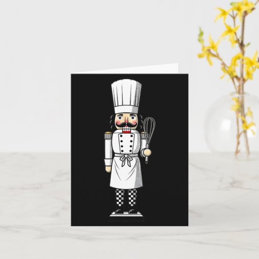 Chef Nutcracker Cook Hat Xmas  Kaart (Gele Bloem)