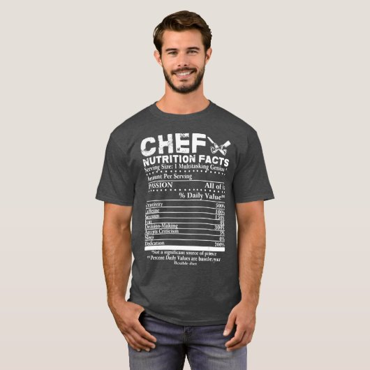 Chef Nutrition Facts Cool Chef T-shirt Gift for (Voorkant volledig)