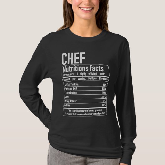 Chef Nutrition Facts  Culinary Cooking Cooker Outf T-shirt (Voorkant)