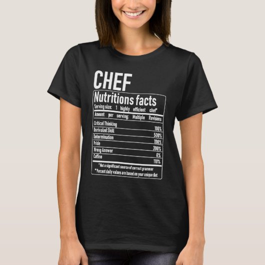 Chef Nutrition Facts  Culinary Cooking Cooker Outf T-shirt (Voorkant)