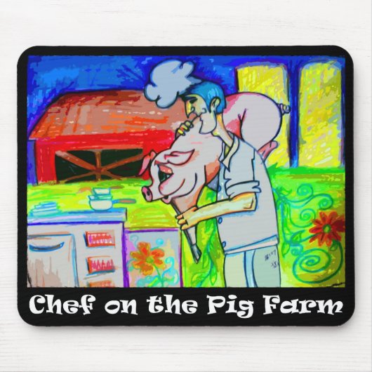 Chef op het varken Boerderij Mousepad Muismat (Voorkant)