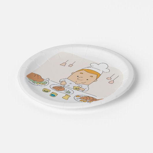 Chef op het werk papieren bordje (Gekanteld)