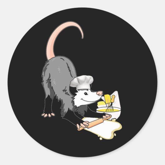 Chef Opossum Possum in a Chefs Pet Master Cooking Ronde Sticker (Voorkant)