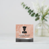 Chef | Oranje marmer | Metaalversiering Vierkante Visitekaartje (Staand voorkant)