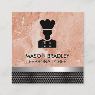 Chef   Oranje marmer   Metaalversiering Vierkante Visitekaartje