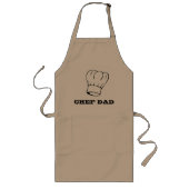 "Chef Papa" Chef's Hoed Typografie Grillen Lang Schort (Voorkant)