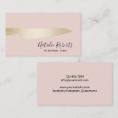 Chef Pastry Gold Knife Elegant Blush Pink Visitekaartje (Voorkant / Achterkant)