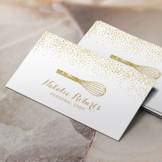 Chef Pastry Moderne Gold Confetti Bakery Visitekaartje