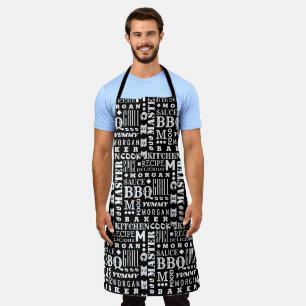 Chef Pattern Black en White Cook gepersonaliseerd Schort
