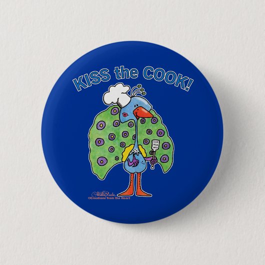 Chef Peacock, Kus de Cook! Ronde Button 5,7 Cm (Voorkant)
