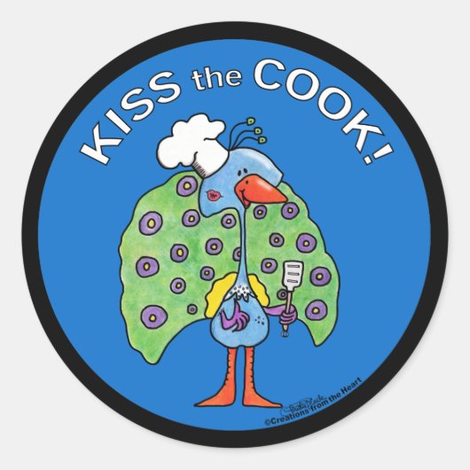 Chef Peacock, Kus de Cook! Ronde Sticker (Voorkant)