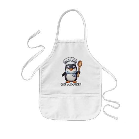 Chef Penguin Personaliseer Kinderen Schort (Voorkant)