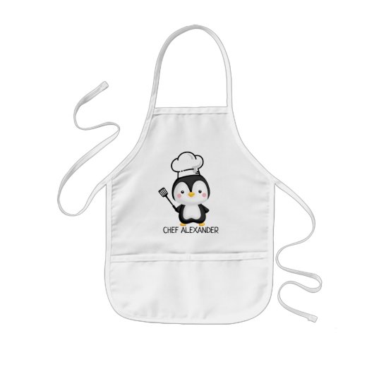 Chef Penguin Personalize Kids' Apron Kinder Schort (Voorkant)