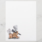 Chef-personage zit te denken met keukengereedschap flyer (Voorkant)