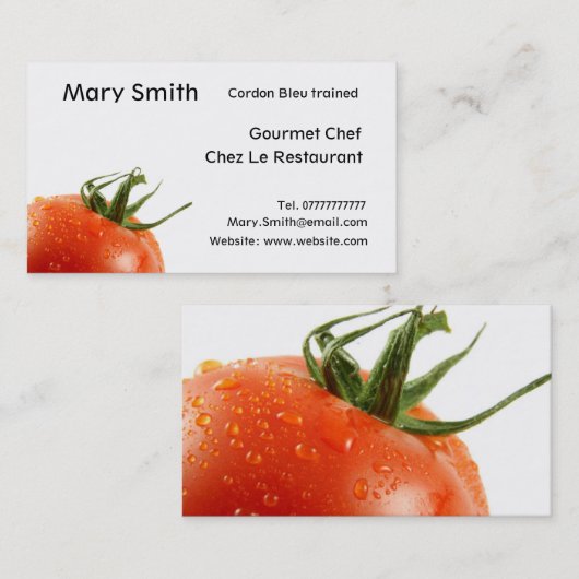 Chef/persoonlijke Chef/visitekaartjes voor koekjes Visitekaartje (Voorkant / Achterkant)