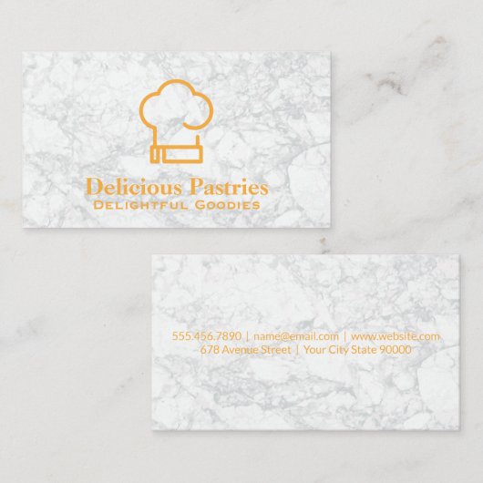 Chef-Pet | Achtergrond witte marmer Visitekaartje (Voorkant / Achterkant)
