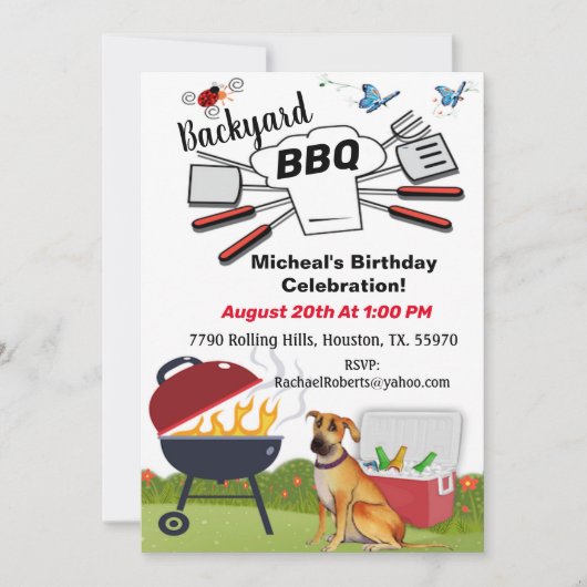 Chef Pet Backyard BBQ Birthday Invitation Kaart (Voorkant)