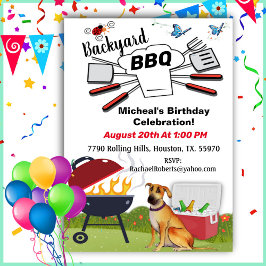 Chef Pet Backyard BBQ Birthday Invitation Kaart