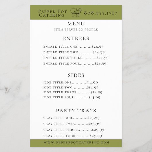 Chef Pet Catering Menu Flyer (Voorkant)