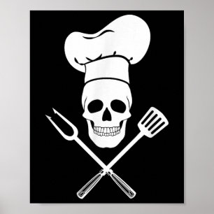 Chef Pet Cook Schedel Keuken BBQ Barbecue Gereedsc Poster