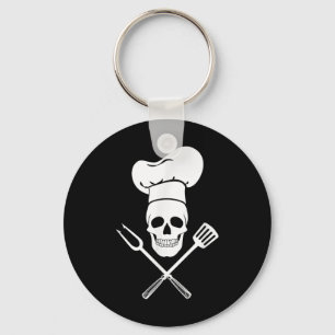 Chef Pet Cook Schedel Keuken BBQ Barbecue Gereedsc Sleutelhanger