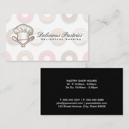Chef-Pet | Donut Pattern Visitekaartje (Voorkant / Achterkant)