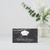 Chef-Pet | Elegant Black Marmer Visitekaartje (Staand voorkant)
