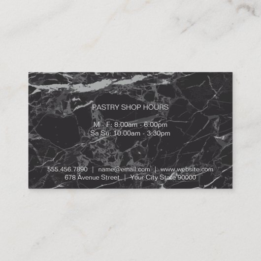 Chef-Pet | Elegant Black Marmer Visitekaartje (Achterkant)