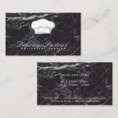 Chef-Pet | Elegant Black Marmer Visitekaartje (Voorkant / Achterkant)