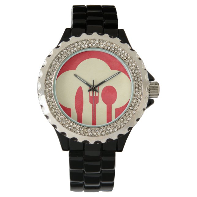 Chef-Pet en gereedschap op rood Horloge (Voorkant)