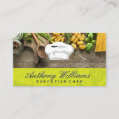 Chef Pet en Mes | Houten tafel van pasta's Visitekaartje (Voorkant)