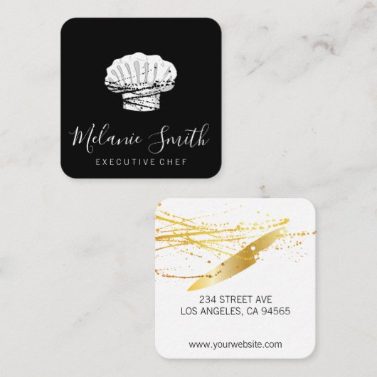 Chef-Pet en mes Vierkante Visitekaartje (Voorkant / Achterkant)