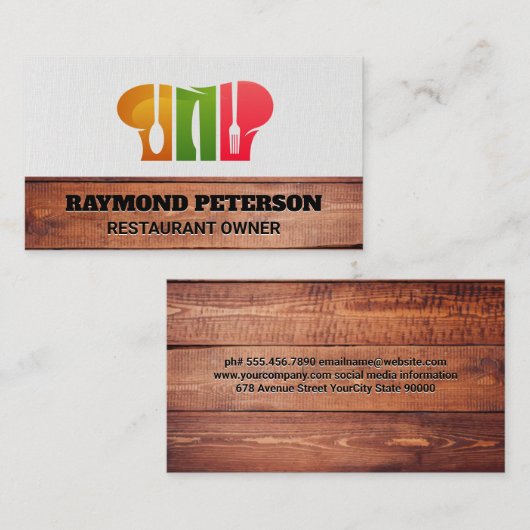 Chef Pet en Silverware | CookeLogo Visitekaartje (Voorkant / Achterkant)