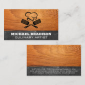 Chef-Pet en spatulas | Hout en laat Visitekaartje (Voorkant / Achterkant)