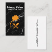 Chef-Pet en zilverwerk | Zwart marmer Visitekaartje (Voorkant / Achterkant)