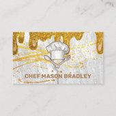 Chef-Pet | Goud Splatter | Glitter Drip (goudglitt Visitekaartje (Voorkant)