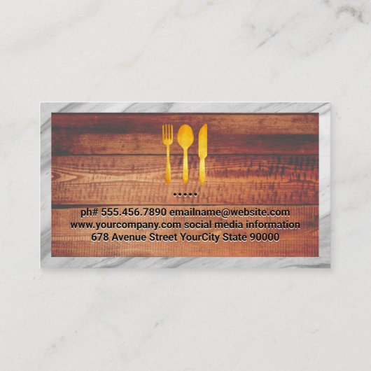 Chef-Pet | Hout en Lijst van marmer Visitekaartje (Achterkant)