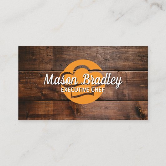 Chef Pet Logo | Houten achtergrond Visitekaartje (Voorkant)