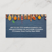 Chef Pet Logo | Specerijen op houten spoelen Visitekaartje (Achterkant)