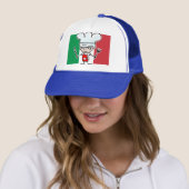 Chef-pet met italiaanse vlag en koele cartoon trucker pet (In situ)