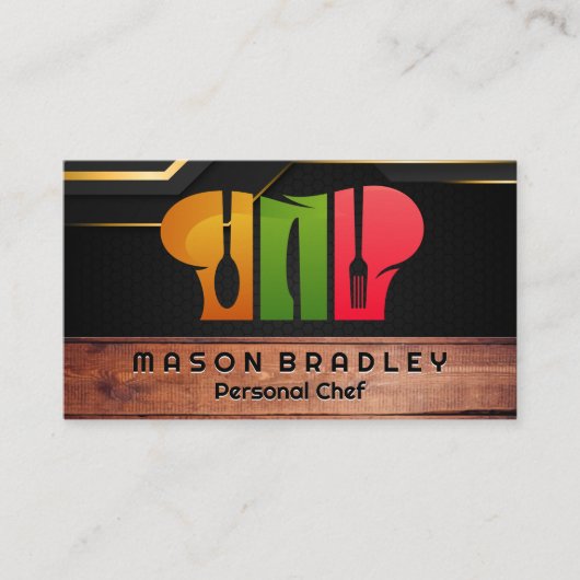 Chef Pet Restaurant Logo | Hout Visitekaartje (Voorkant)