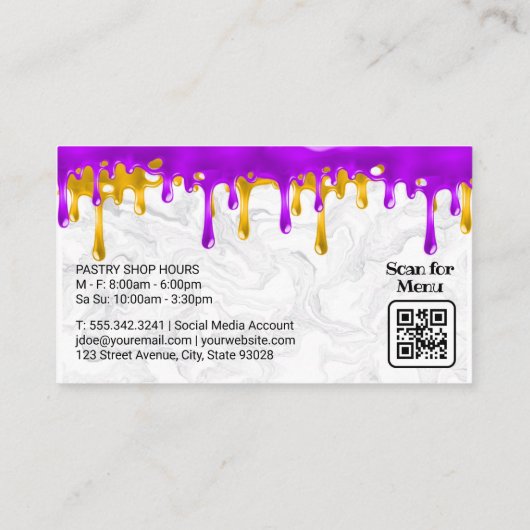 Chef-Pet | Silverware | Deeg voor gebak | Marmer Visitekaartje (Achterkant)