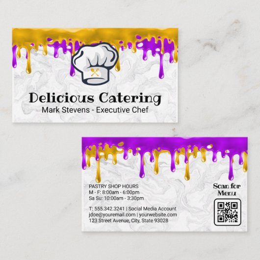 Chef-Pet | Silverware | Deeg voor gebak | Marmer Visitekaartje (Voorkant / Achterkant)