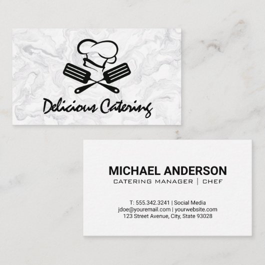 Chef-Pet | Spatula | Marmer Visitekaartje (Voorkant / Achterkant)