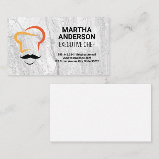 Chef-pictogram | Achtergrond rottextuur Visitekaartje (Voorkant / Achterkant)